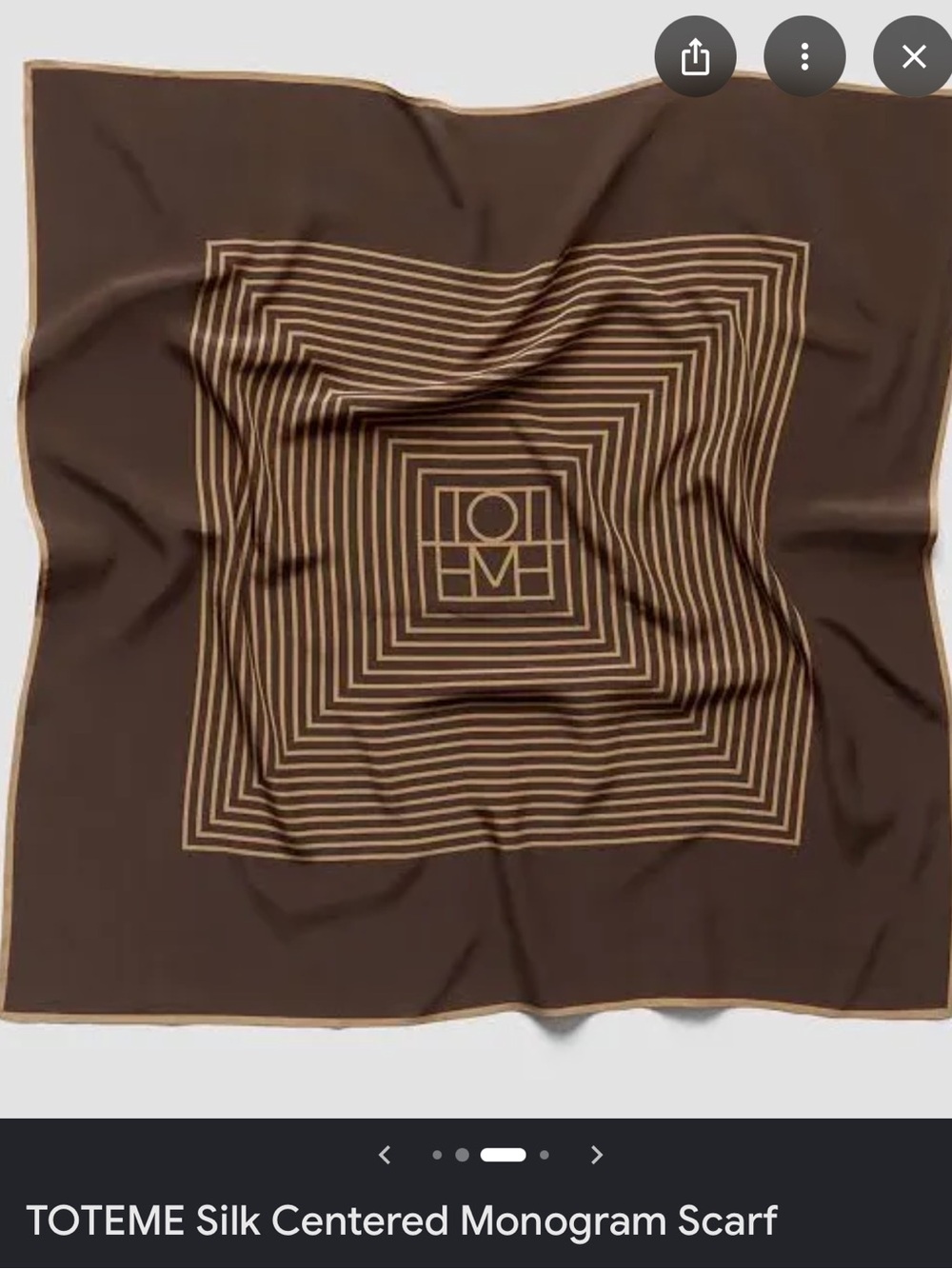 Toteme Brown and Tan Striped Silk Scarf with Monogram